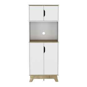 Microwave Tall Cabinet Wallas, Kitchen, Light Oak / White