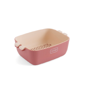 1pc 2 In 1 Multifunction Kitchen Colander; Strainer And Bowl Set; Double Layered Stackable Colander; Fruit And Vegetable Strainer; Drain Basin And Bas (Color: Pink, size: small)