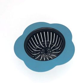 Flower Shaped Kitchen Sink Strainer Floor Drainer Bathtub Cover Drain Tub Stopper Strainers for Floor Laundry Bathroom 4.5inch Diameter (Color: Blue)